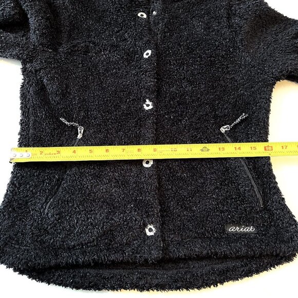 Ariat Fuzzy Black Snap Closure Fleece Jacket Size Small - Picture 8 of 12